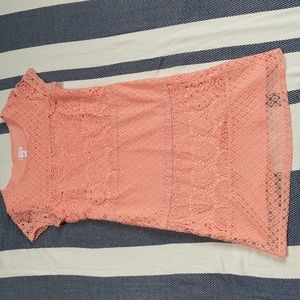Floral Peach Crochet Mini Dress